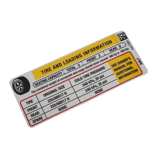 GM Genuine Parts Tire Pressure Label