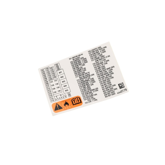 GM Genuine Parts Fuse Box Label
