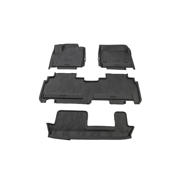 First-, Second- and Third-Row Premium All-Weather Floor Liners in Jet Black with Cadillac Logo (for Models with Second-Row Bench Seat)