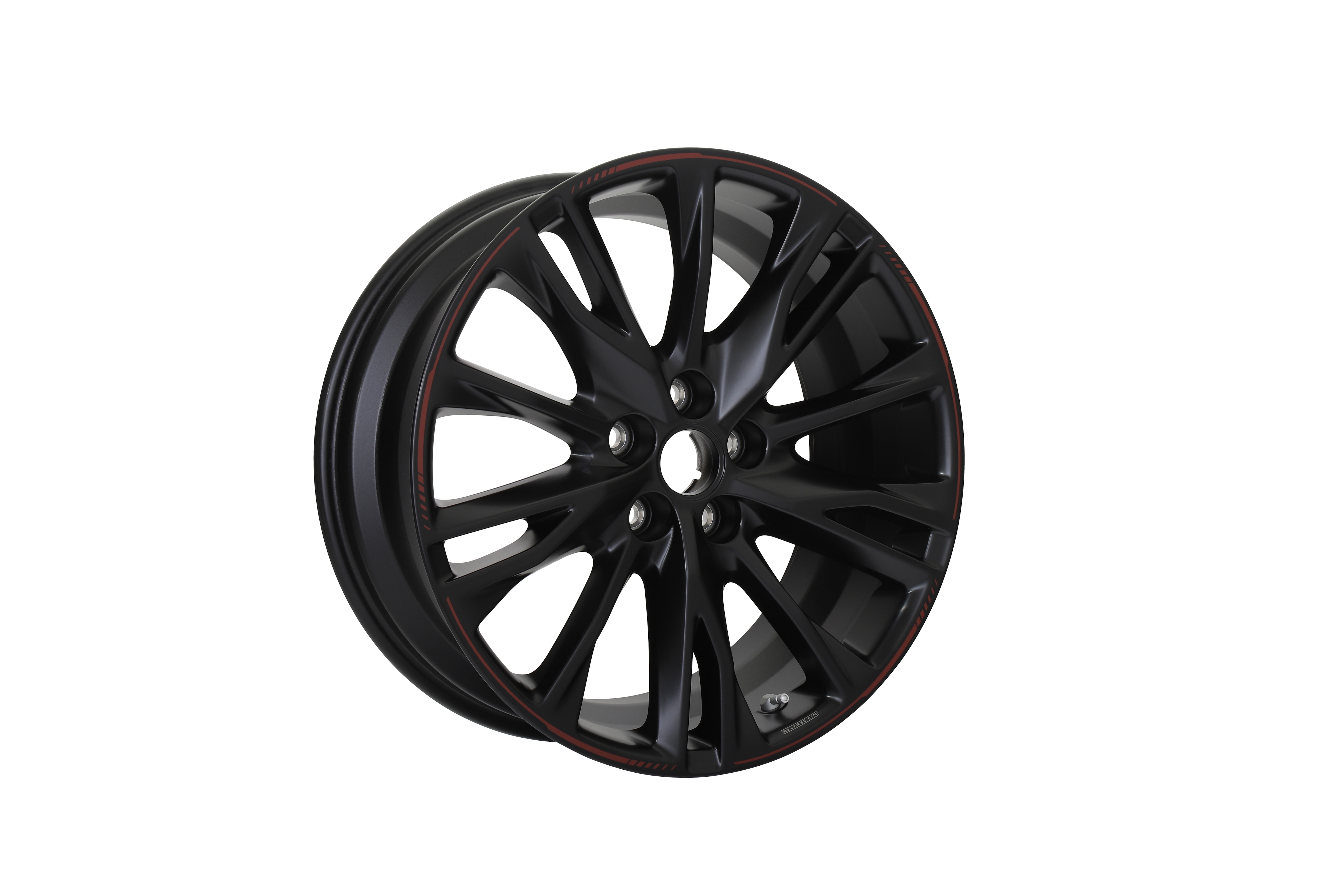 20x8.5-Inch Aluminum Multi-Spoke Wheel in Gloss Black with Red