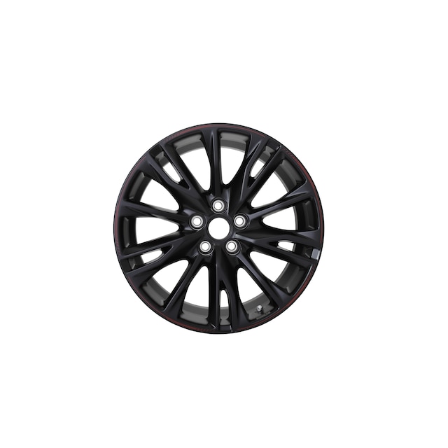 20x8.5-Inch Aluminum Multi-Spoke Wheel in Gloss Black with Red Accent