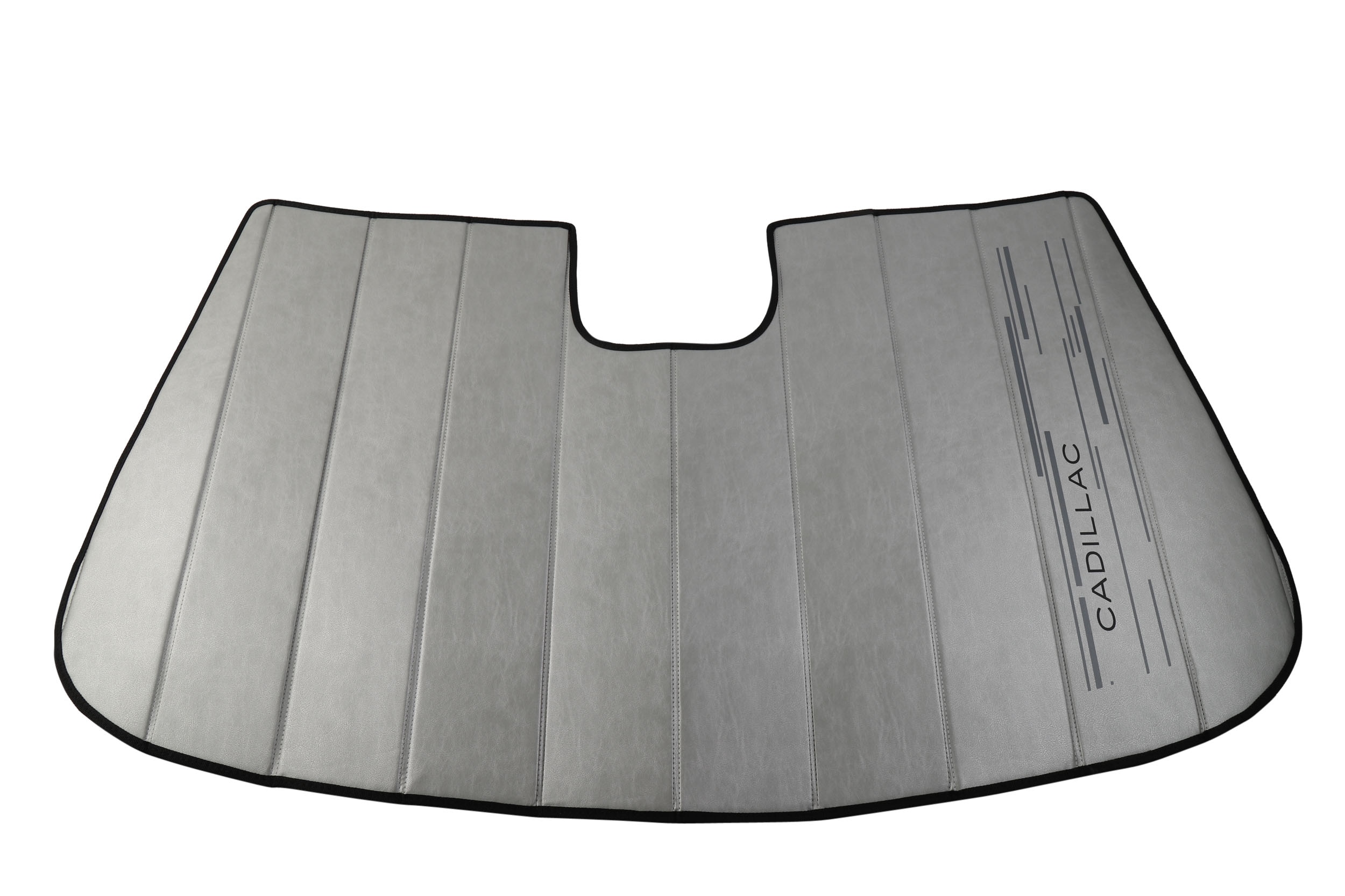Front Reflective Windshield Sunshade Package in Gray with Dark Cadillac Script