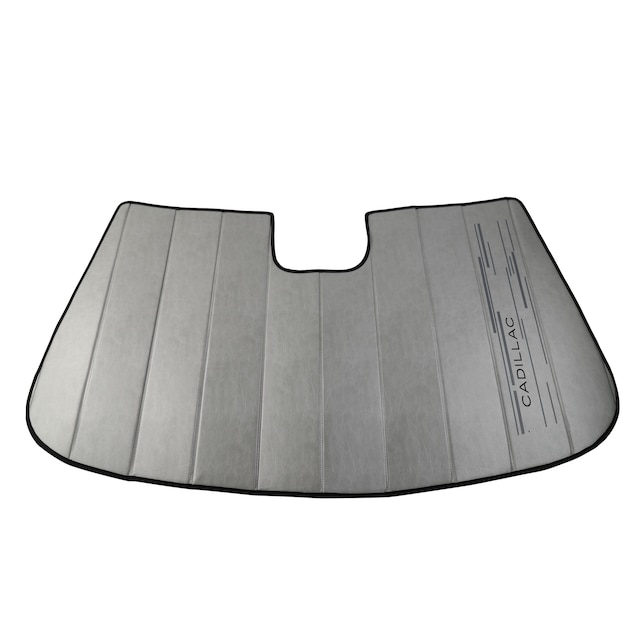 Front Reflective Windshield Sunshade Package in Gray with Dark Cadillac Script