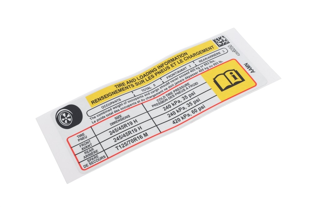 GM Genuine Parts Tire Pressure Label