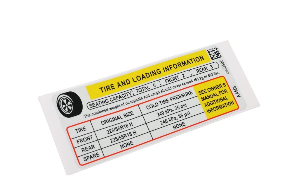GM Genuine Parts Tire Pressure Label