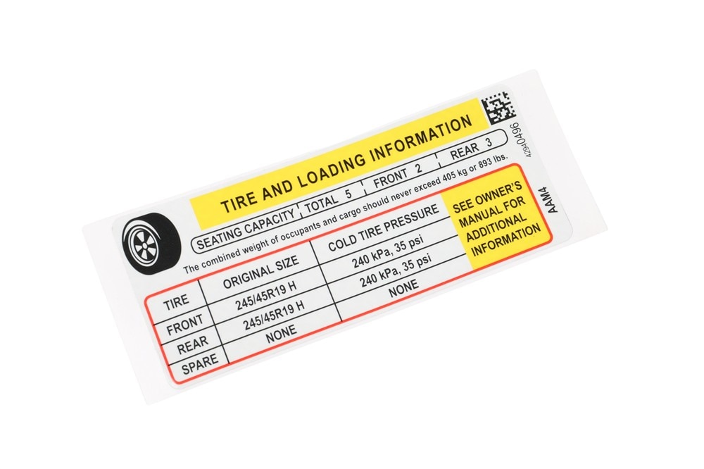 GM Genuine Parts Tire Pressure Label