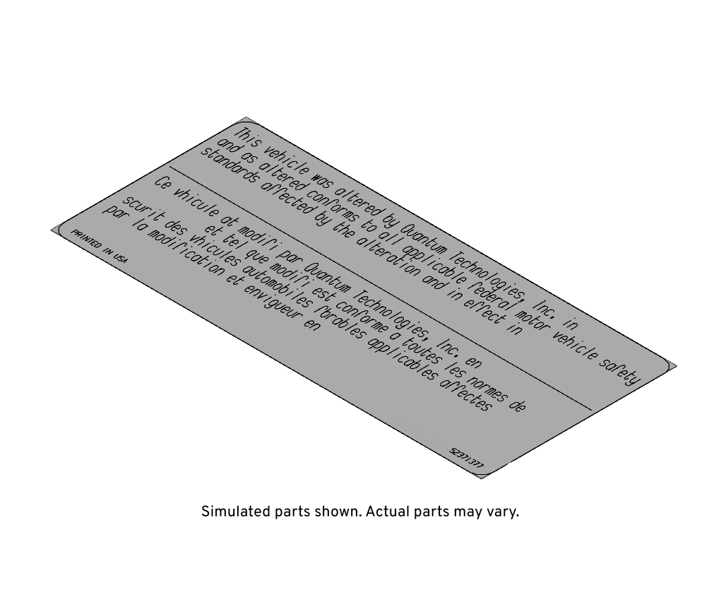 GM Genuine Parts Altered Vehicle Certification Label