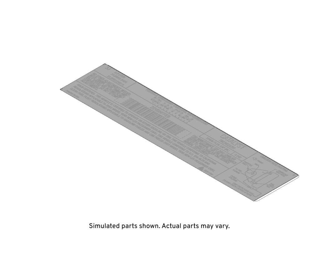 GM Genuine Parts Vehicle Emission Control Information Label