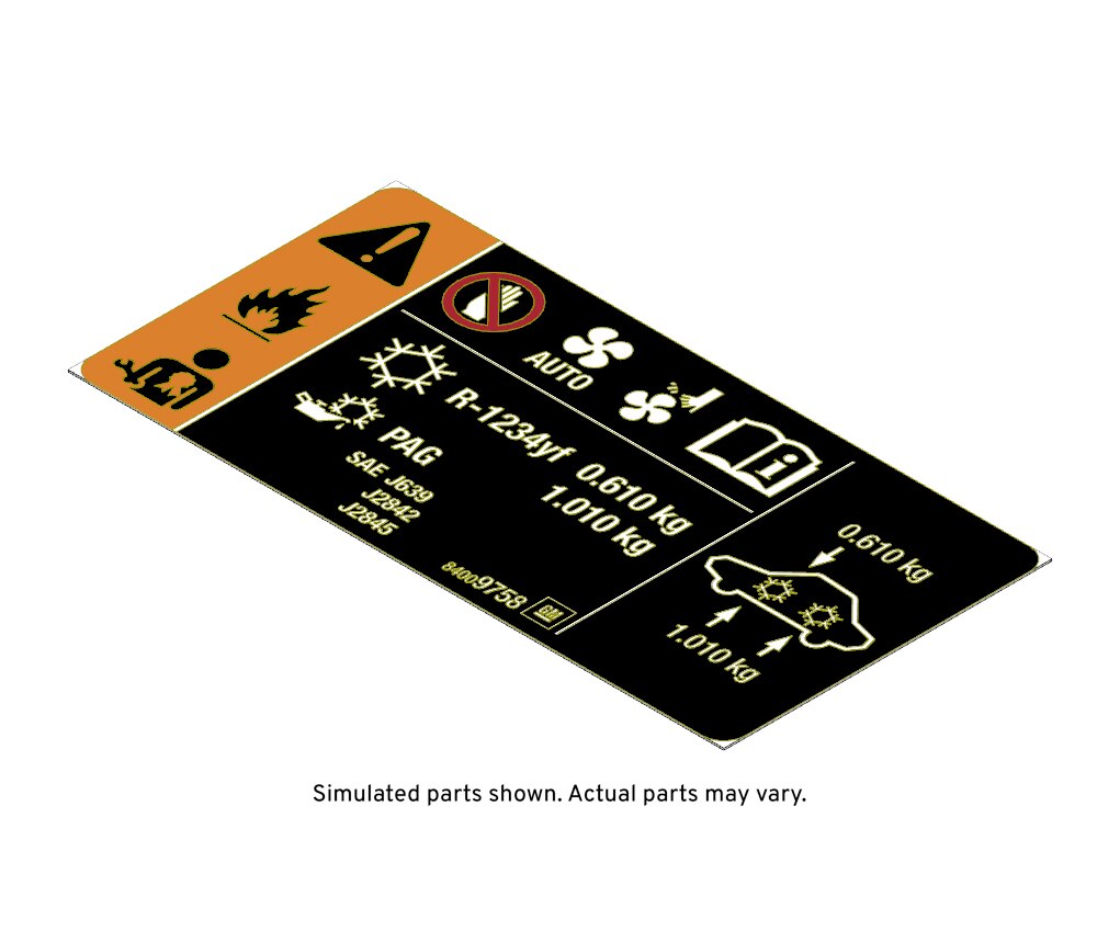GM Genuine Parts Driver Side Air Conditioning Refrigerant and Fan Blade Warning Label