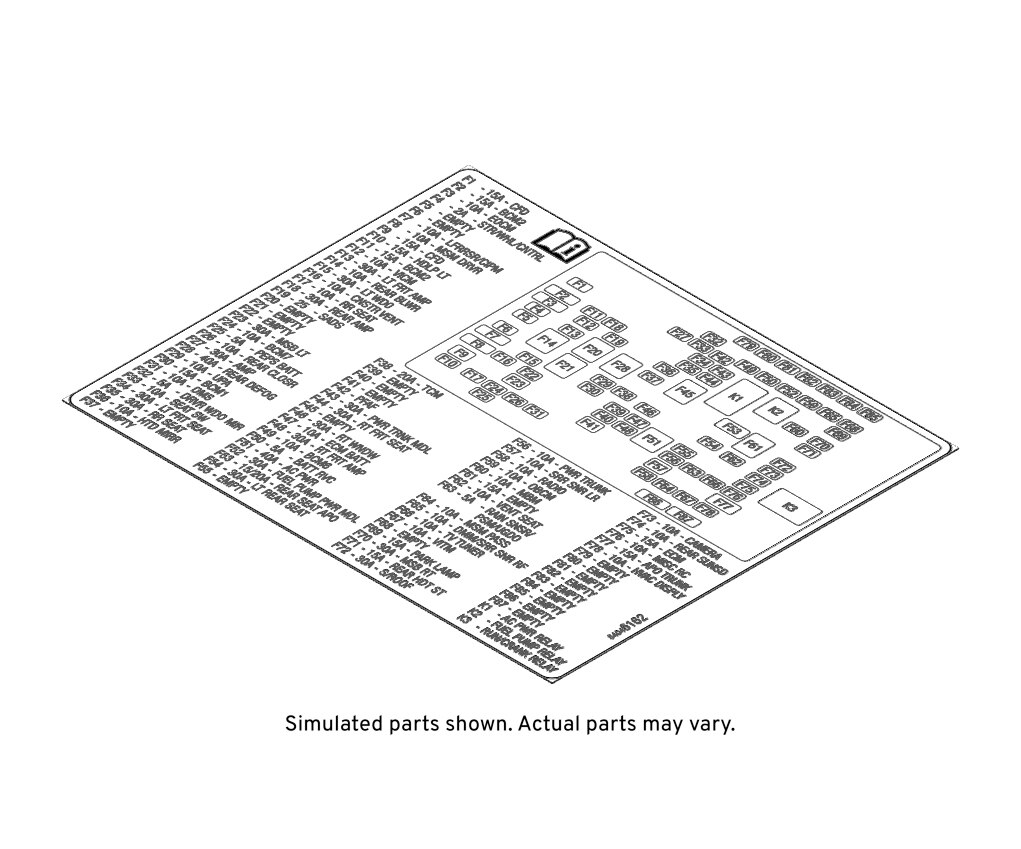 GM Genuine Parts Rear Body Fuse Block Label