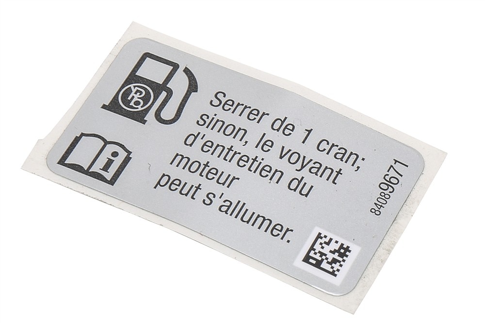 GM Genuine Parts Fuel Recommendation Label