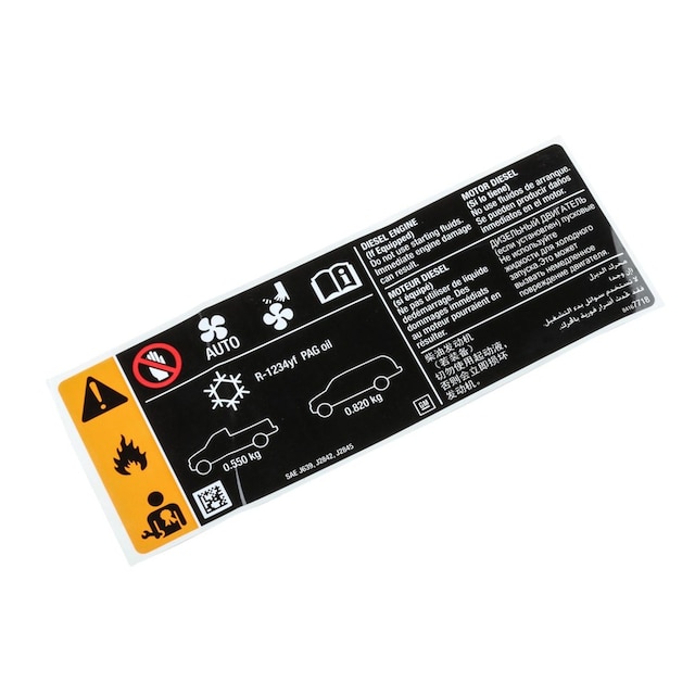 GM Genuine Parts Air Conditioning Refrigerant Warning Label