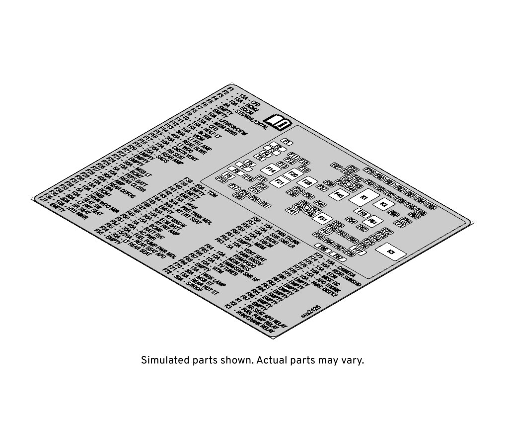 GM Genuine Parts Rear Body Fuse Block Label
