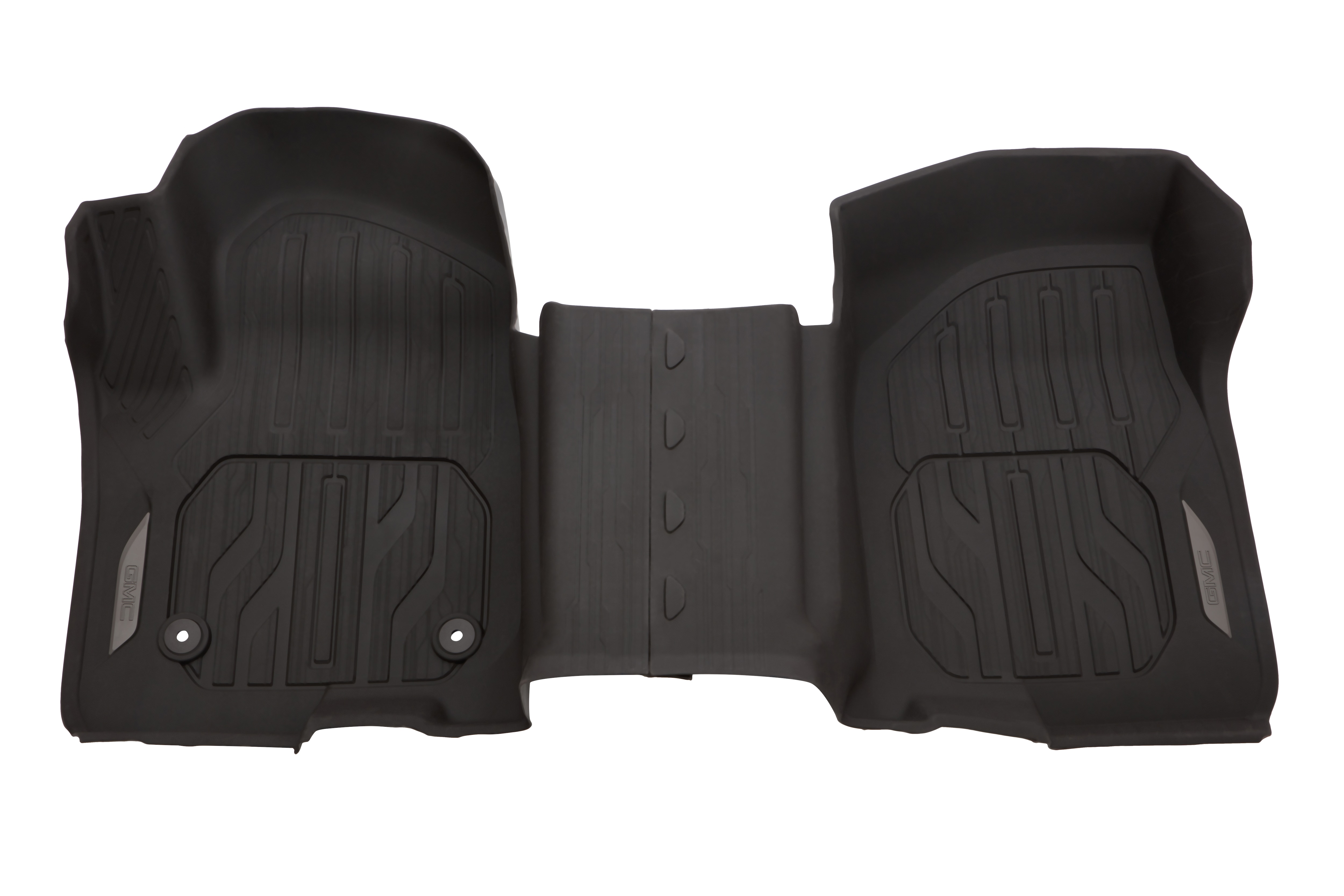 First-Row Interlocking Premium All-Weather Floor Liner in Dark Atmosphere with GMC Logo (for Models without Center Console)