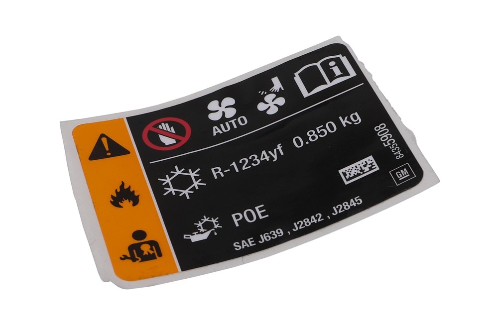 GM Genuine Parts Air Conditioning Refrigerant Charge Label