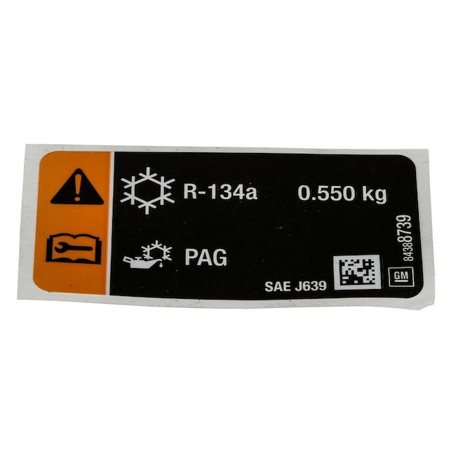 GM Genuine Parts Air Conditioning Refrigerant Charge Label