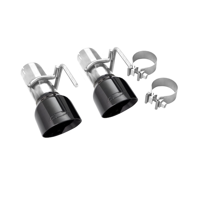 Black Chrome Single Outlet Exhaust Tips with Bowtie Logo