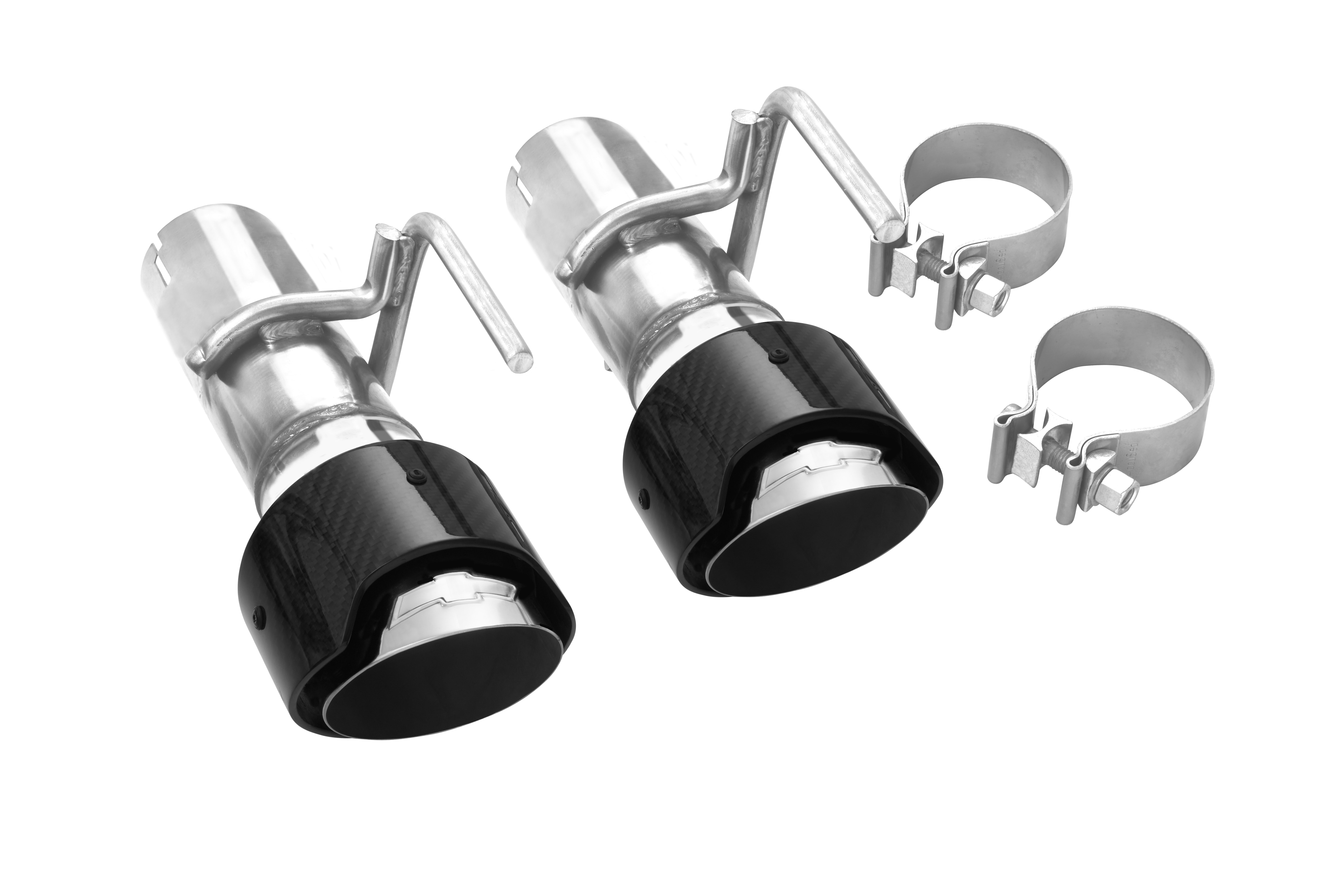 Carbon Fiber Single Outlet Exhaust Tips with Bowtie Logo