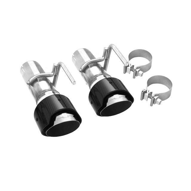Carbon Fiber Single Outlet Exhaust Tips with Bowtie Logo