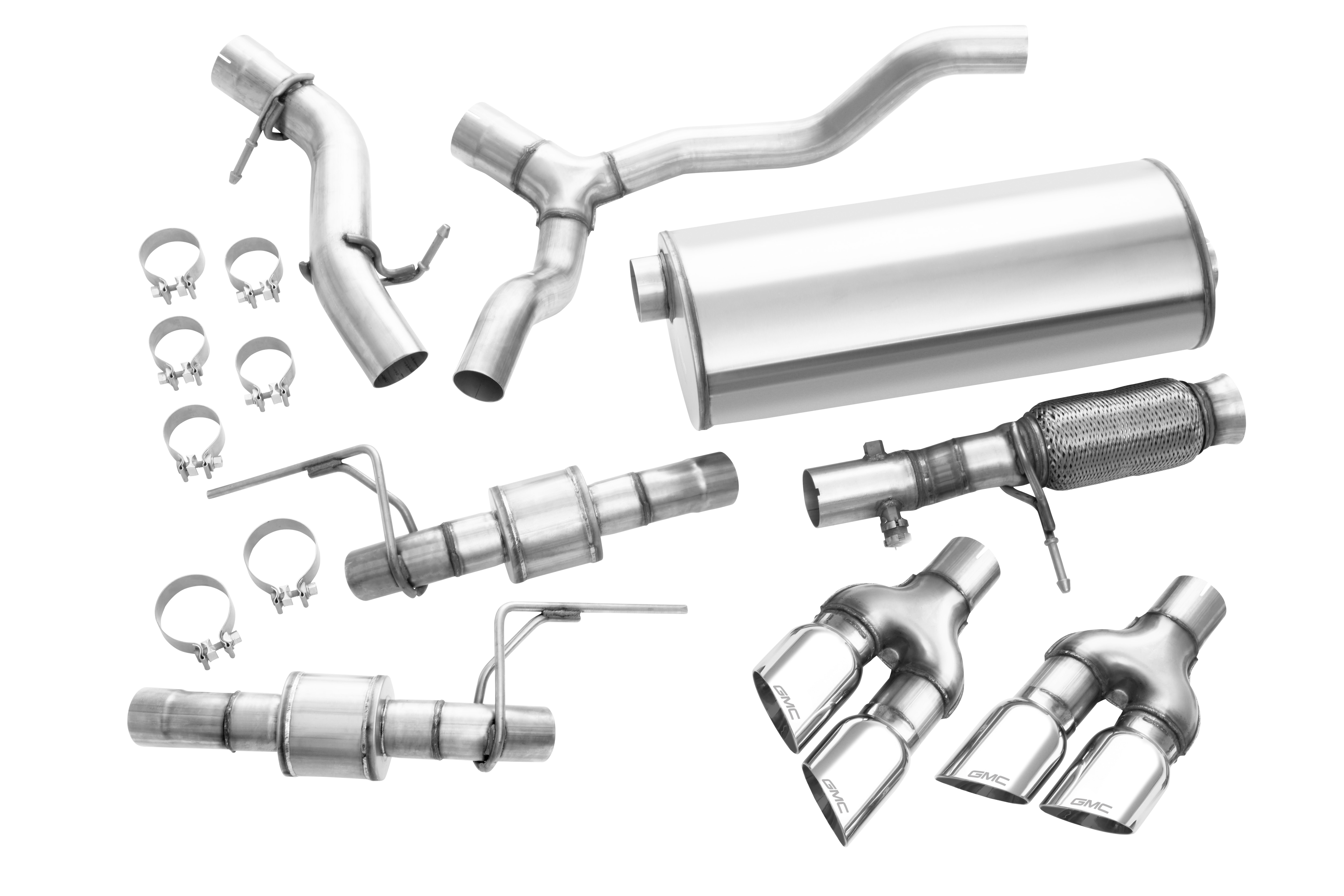 6.2L Cat-Back Dual-Exit Exhaust Upgrade System with Polished Tips and GMC Logo