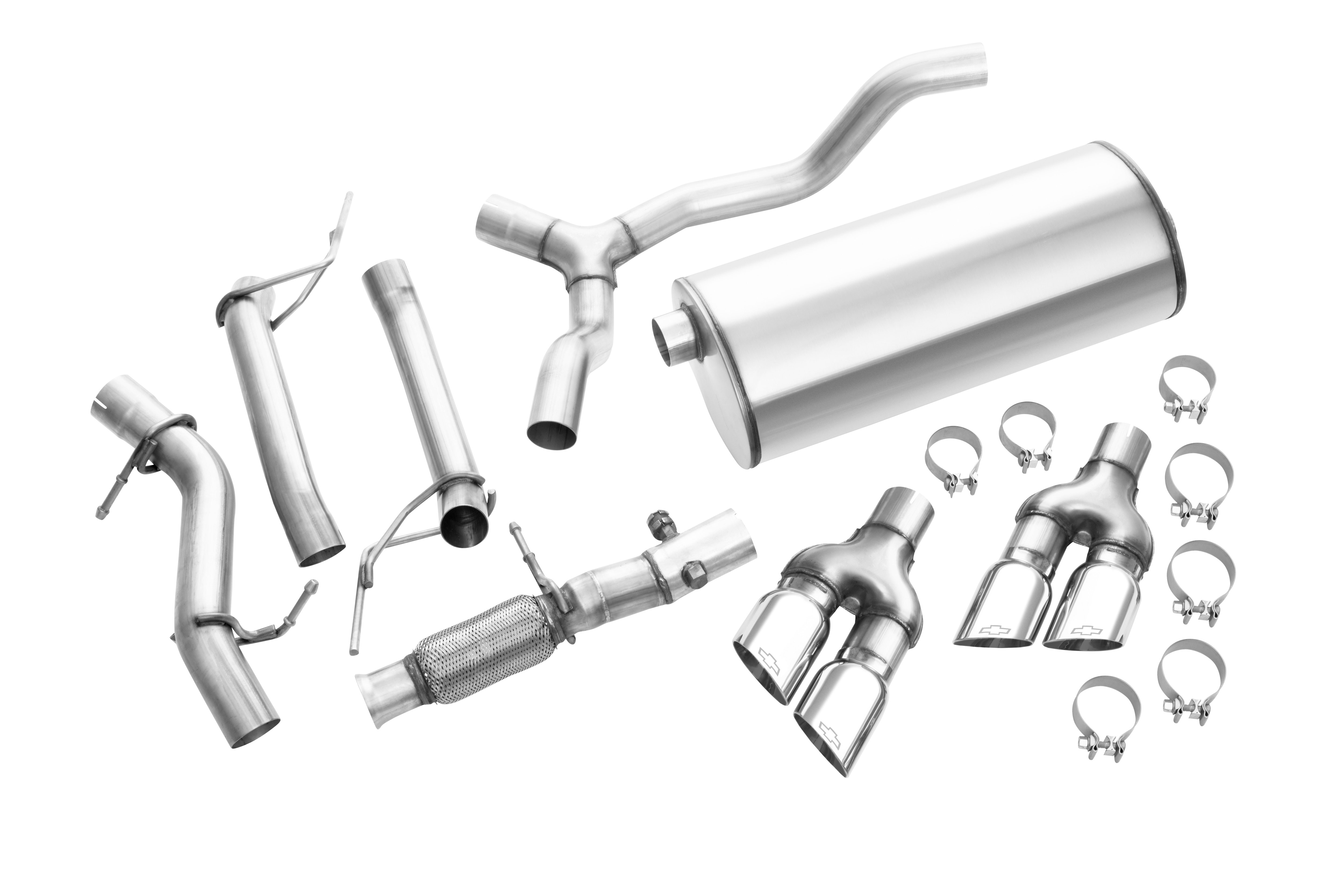 6.2L Cat-Back Dual-Exit Exhaust Upgrade System with Polished Tips and Bowtie Logo
