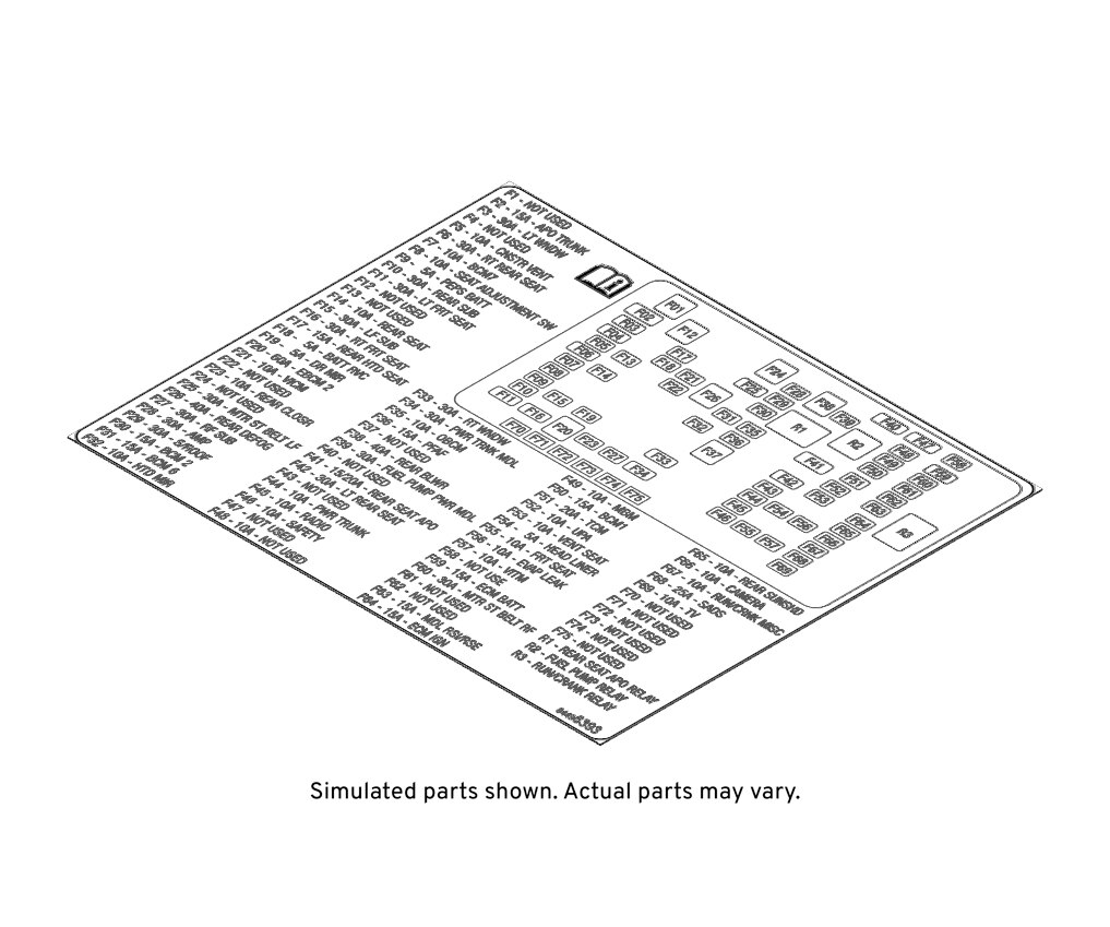 GM Genuine Parts Rear Body Fuse Block Label