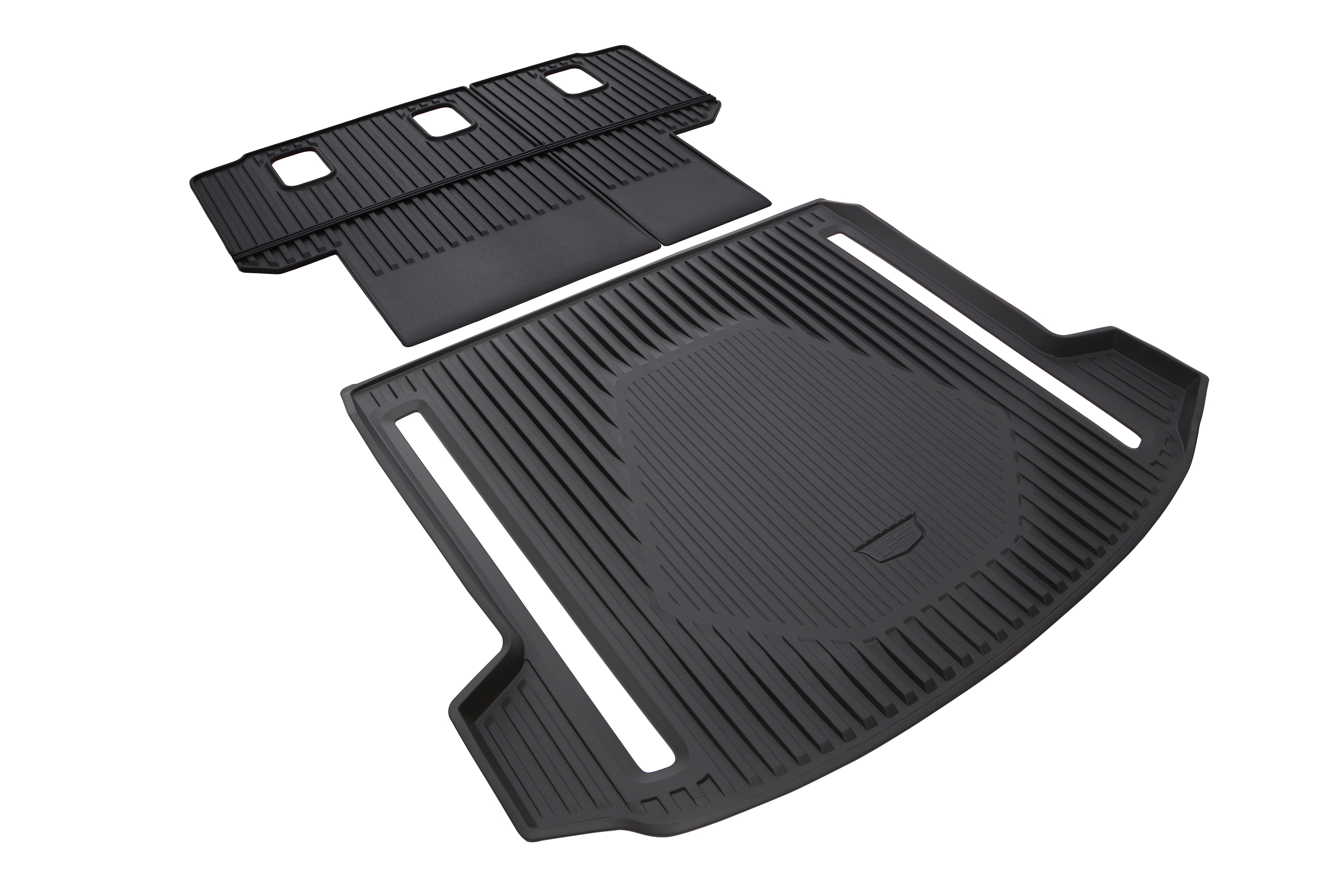 Integrated Cargo Area Liner in Jet Black with Cadillac Logo (For
