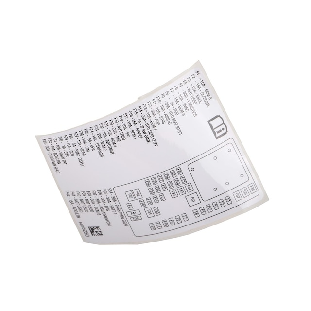 GM Genuine Parts Instrument Panel Wiring Harness Fuse Block Identification Label