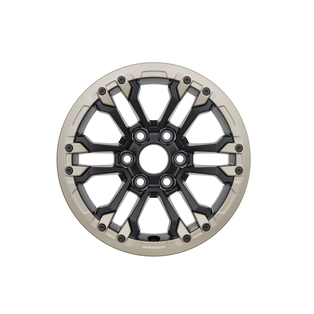 18x8-Inch 12-Spoke Beadlock Capable Wheel in Low Gloss Black with Oxide Gold Ring