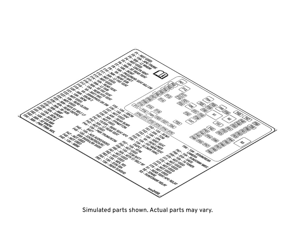 GM Genuine Parts Rear Body Fuse Block Label