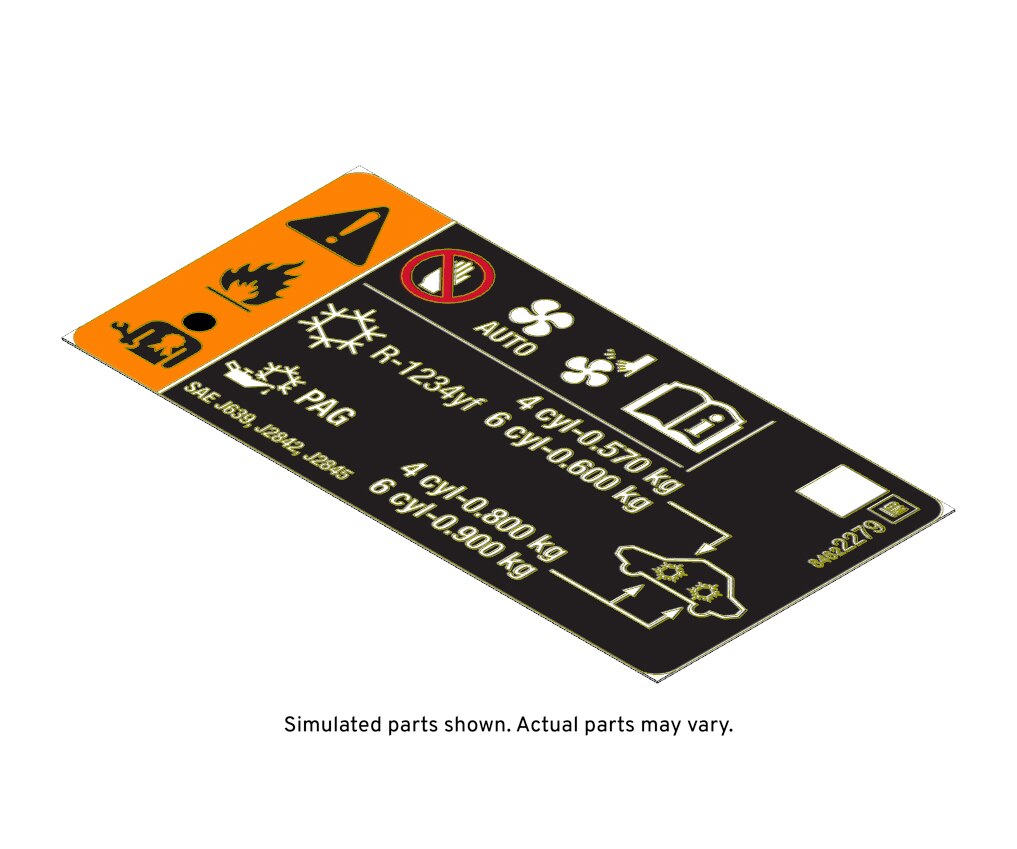 GM Genuine Parts Air Conditioning Refrigerant and Fan Blade Warning Label