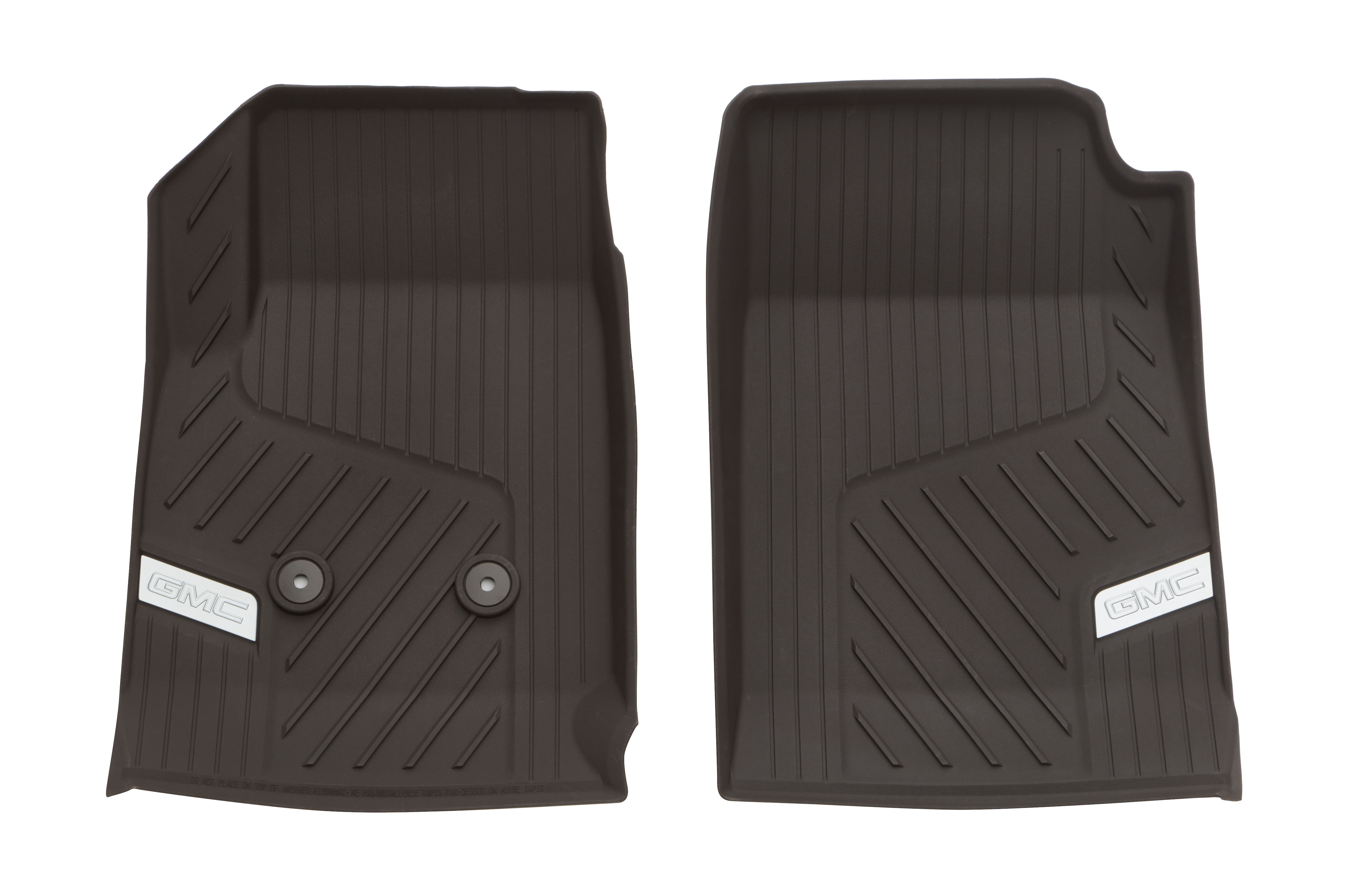 First-Row Premium All-Weather Floor Liners in Cocoa with Chrome GMC Logo