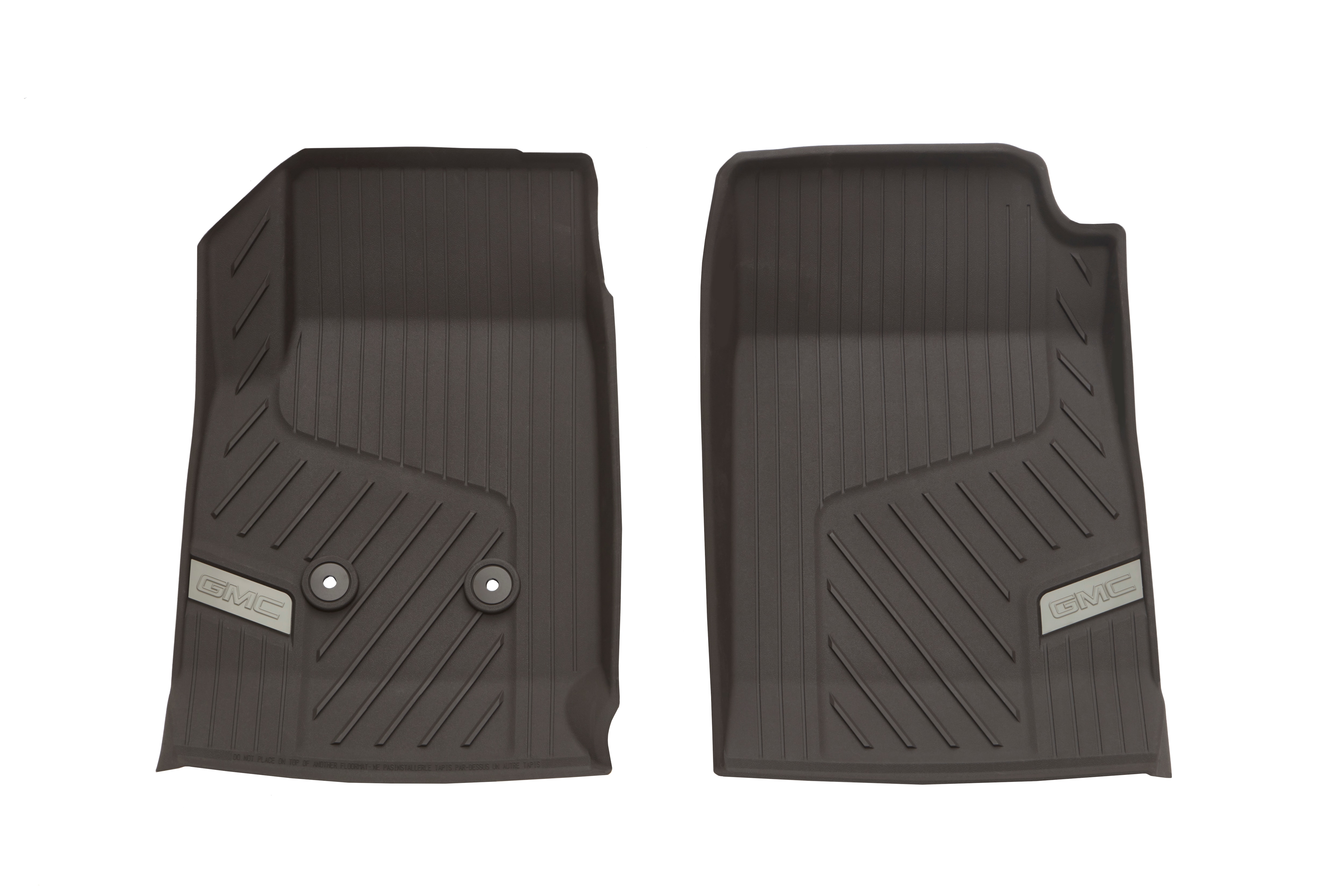 First-Row Premium All-Weather Floor Liners in Cocoa with GMC Logo