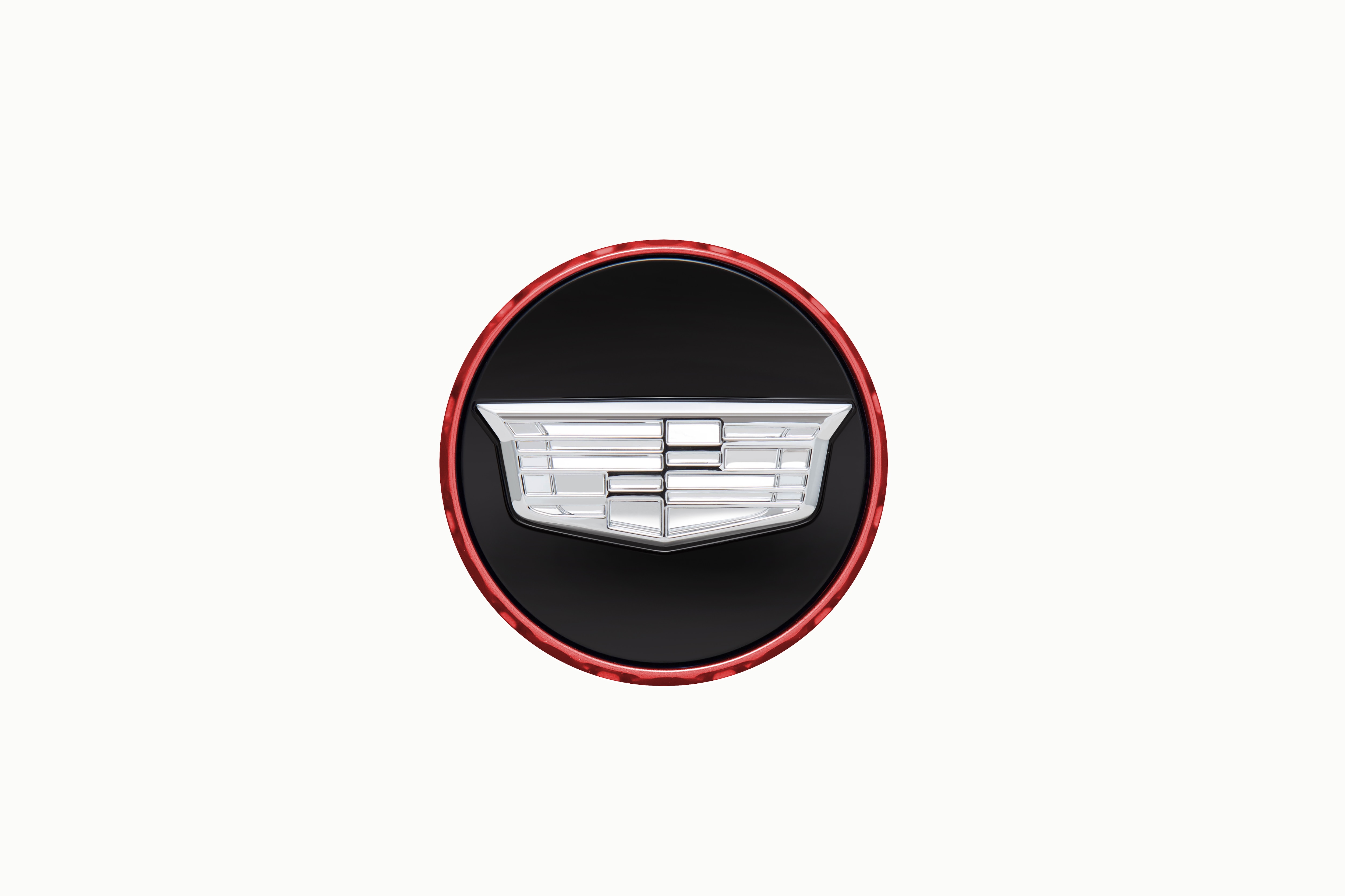 Center Cap in Black with Red Accent and Monochrome Cadillac Logo