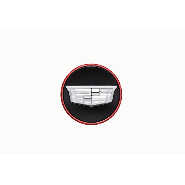 Center Cap in Black with Red Accent and Monochrome Cadillac Logo