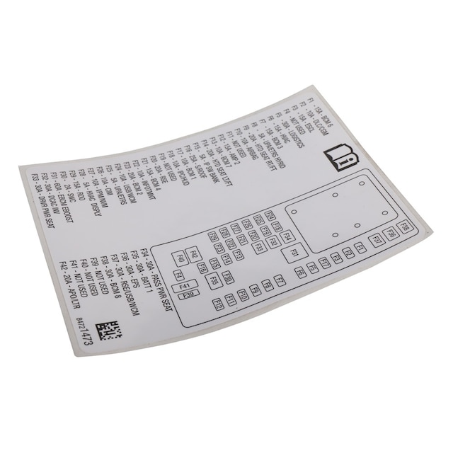 GM Genuine Parts Instrument Panel Wiring Harness Fuse Block Identification Label