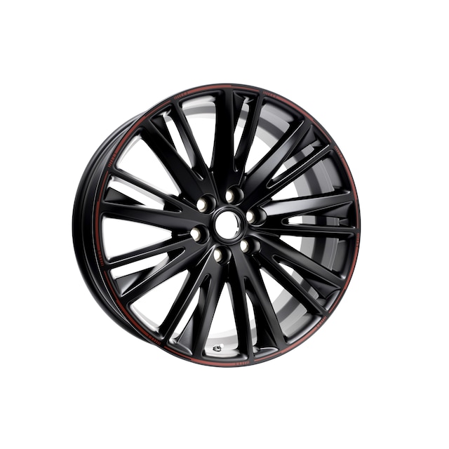 22x9.5-Inch Multi-Spoke Wheel in Satin Black with Red Accents