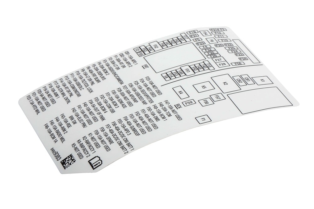 GM Genuine Parts Passenger Instrument Panel Wiring Harness Fuse Block Identification Label