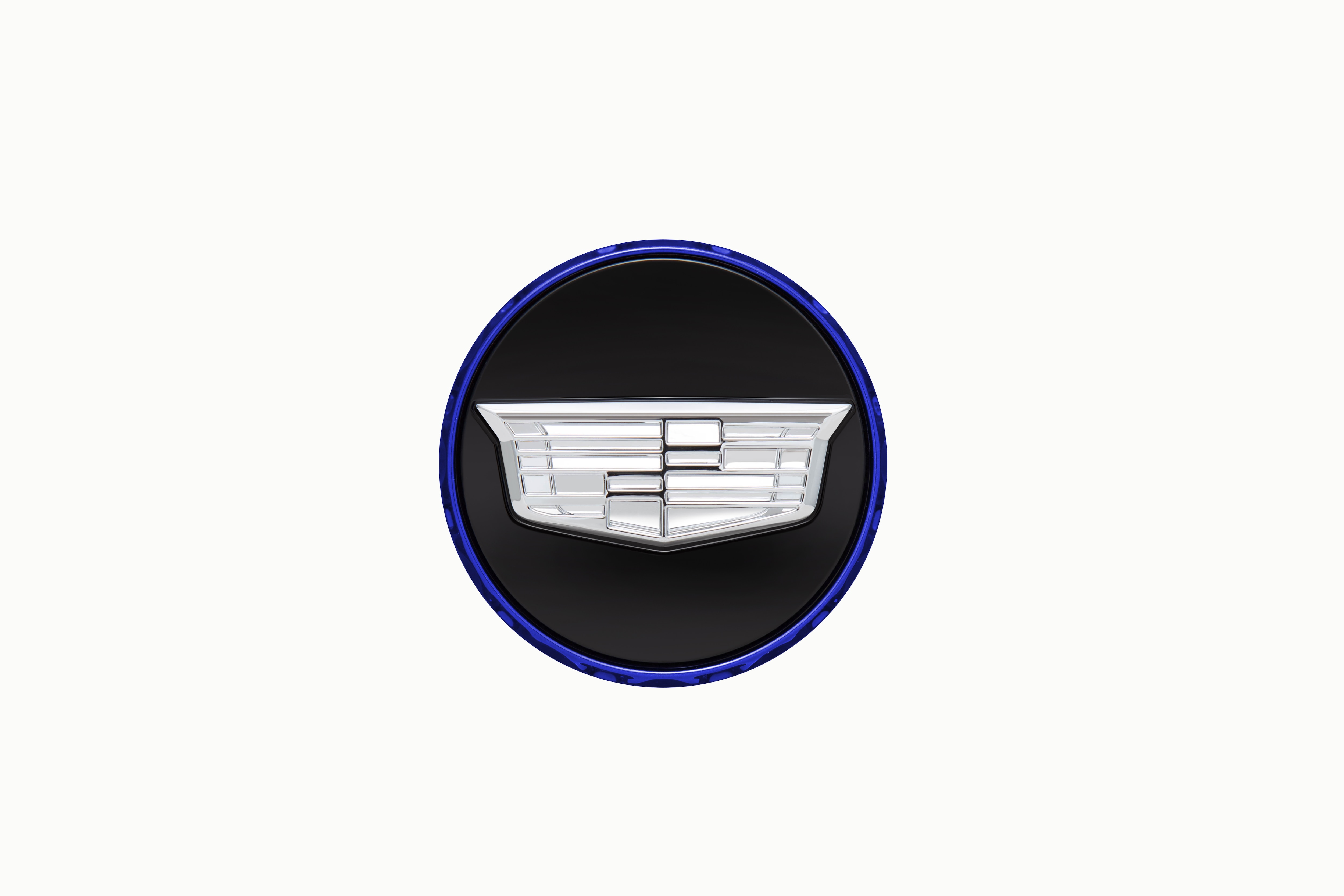 Center Cap in Black with Blue Accent and Monochrome Cadillac Logo