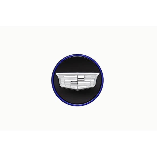 Center Cap in Black with Blue Accent and Monochrome Cadillac Logo