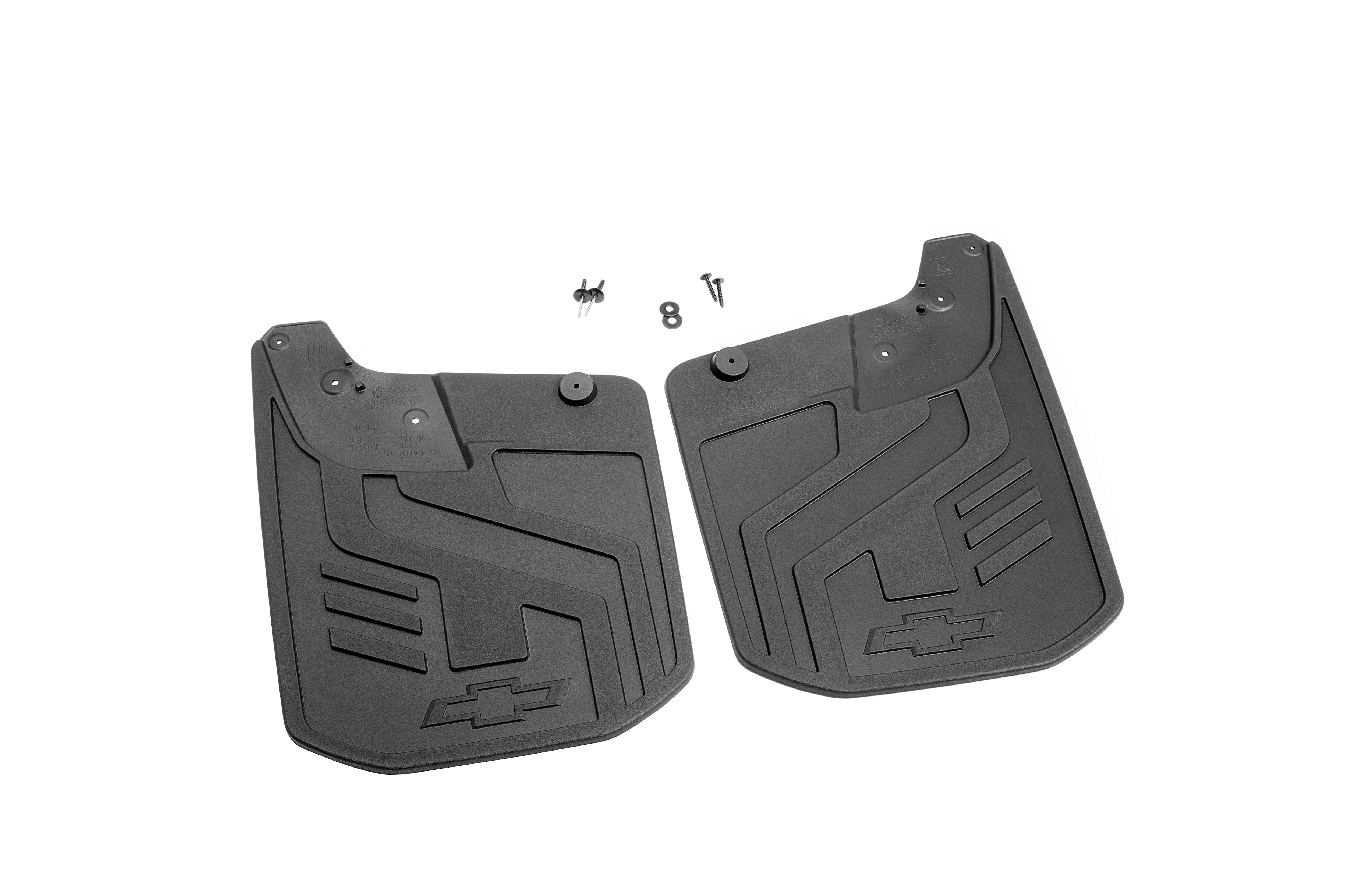 Rear Flat Splash Guards in Black with Bowtie Logo
