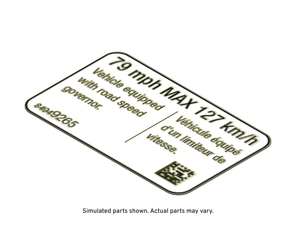 GM Genuine Parts Vehicle Speed Governor Control Information Label