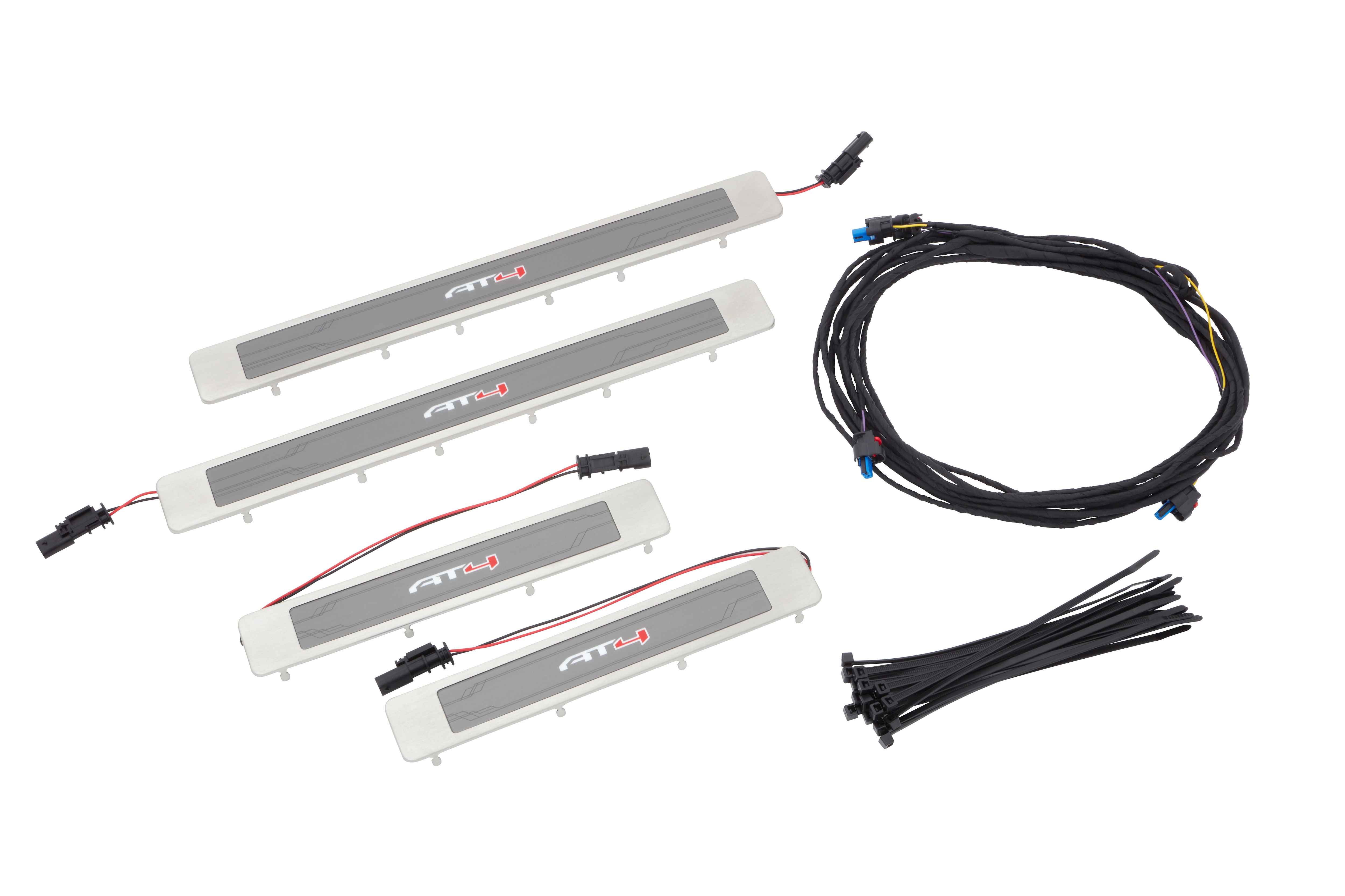 Illuminated Front and Rear Door Sill Plates in Stainless Steel with AT4 Logo