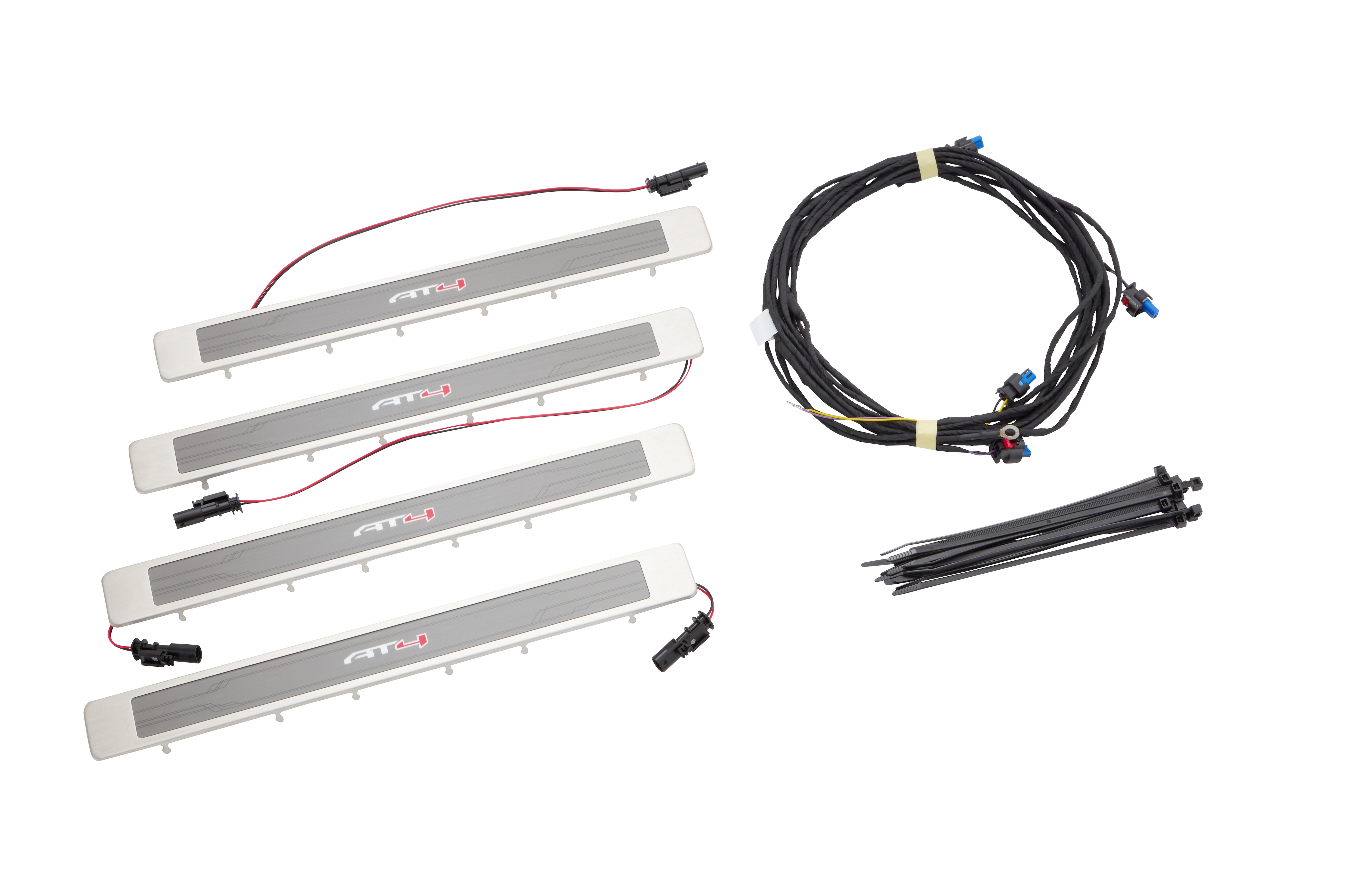 Illuminated Front and Rear Door Sill Plates in Stainless Steel with AT4 Logo