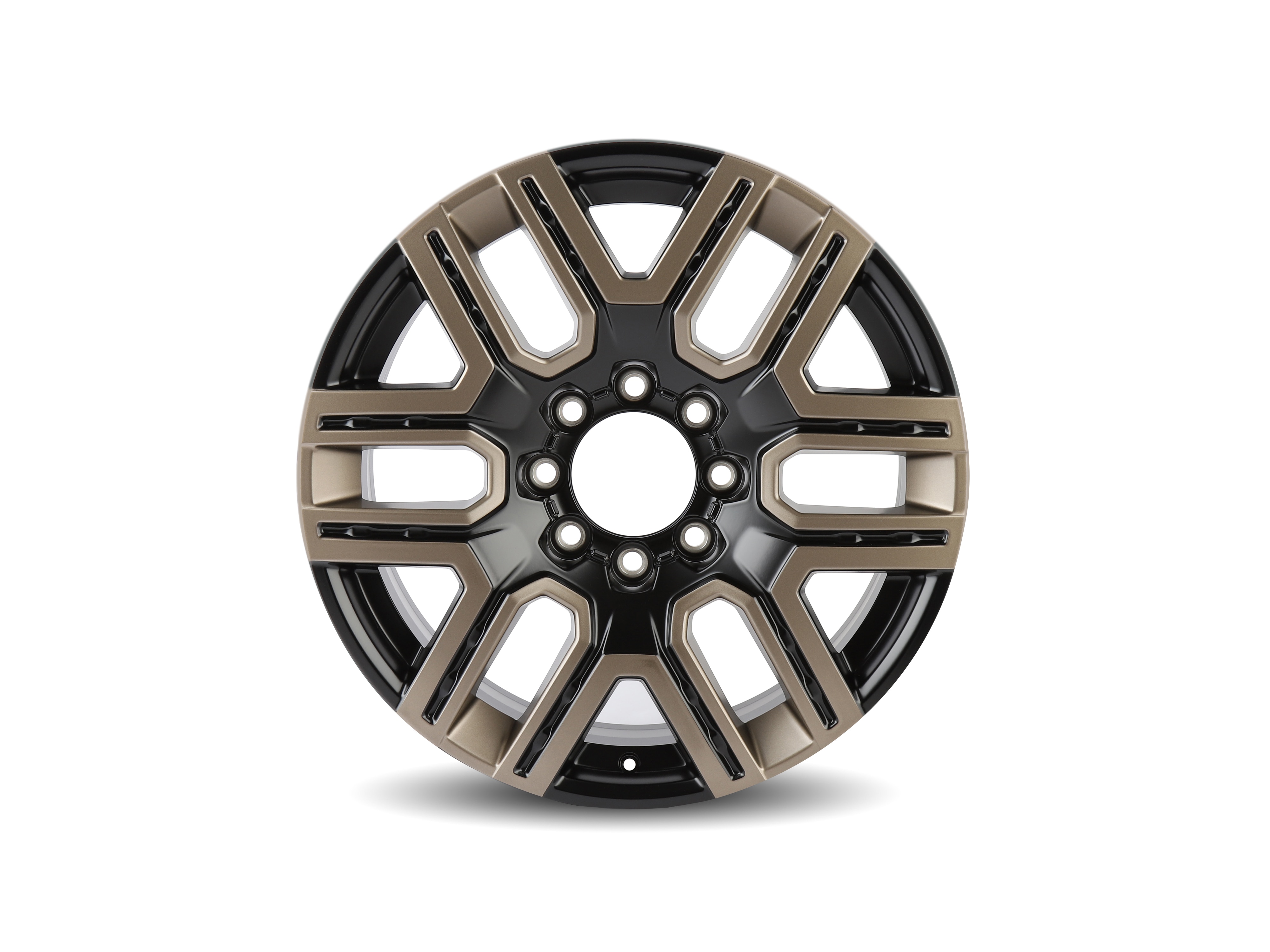 22x9-Inch Aluminum 6-Split-Spoke Wheel in Low Gloss Black with Tech Bronze Accents