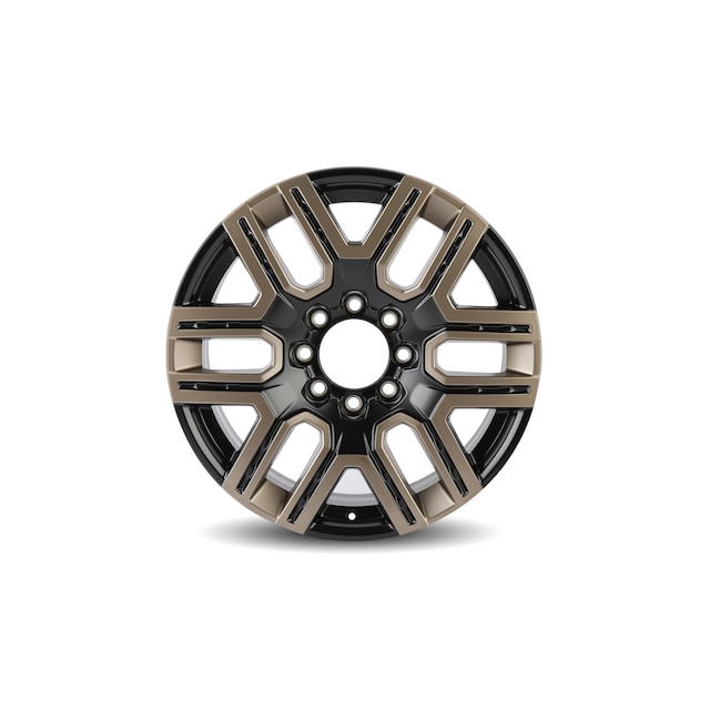 22x9-Inch Aluminum 6-Split-Spoke Wheel in Low Gloss Black with Tech Bronze Accents