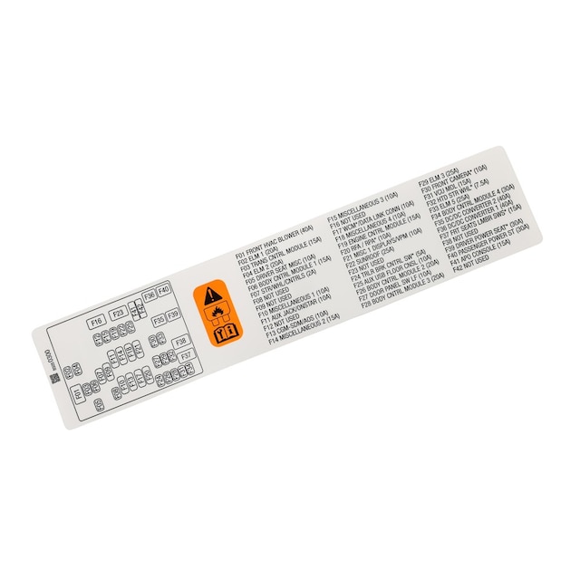 GM Genuine Parts Fuse Box Label