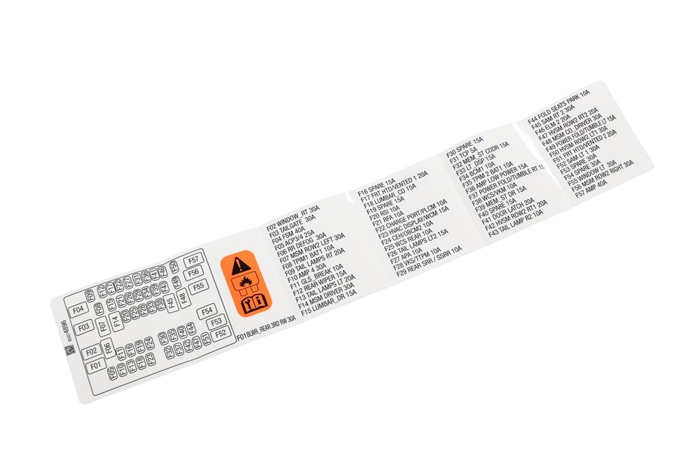 GM Genuine Parts Fuse Box Label