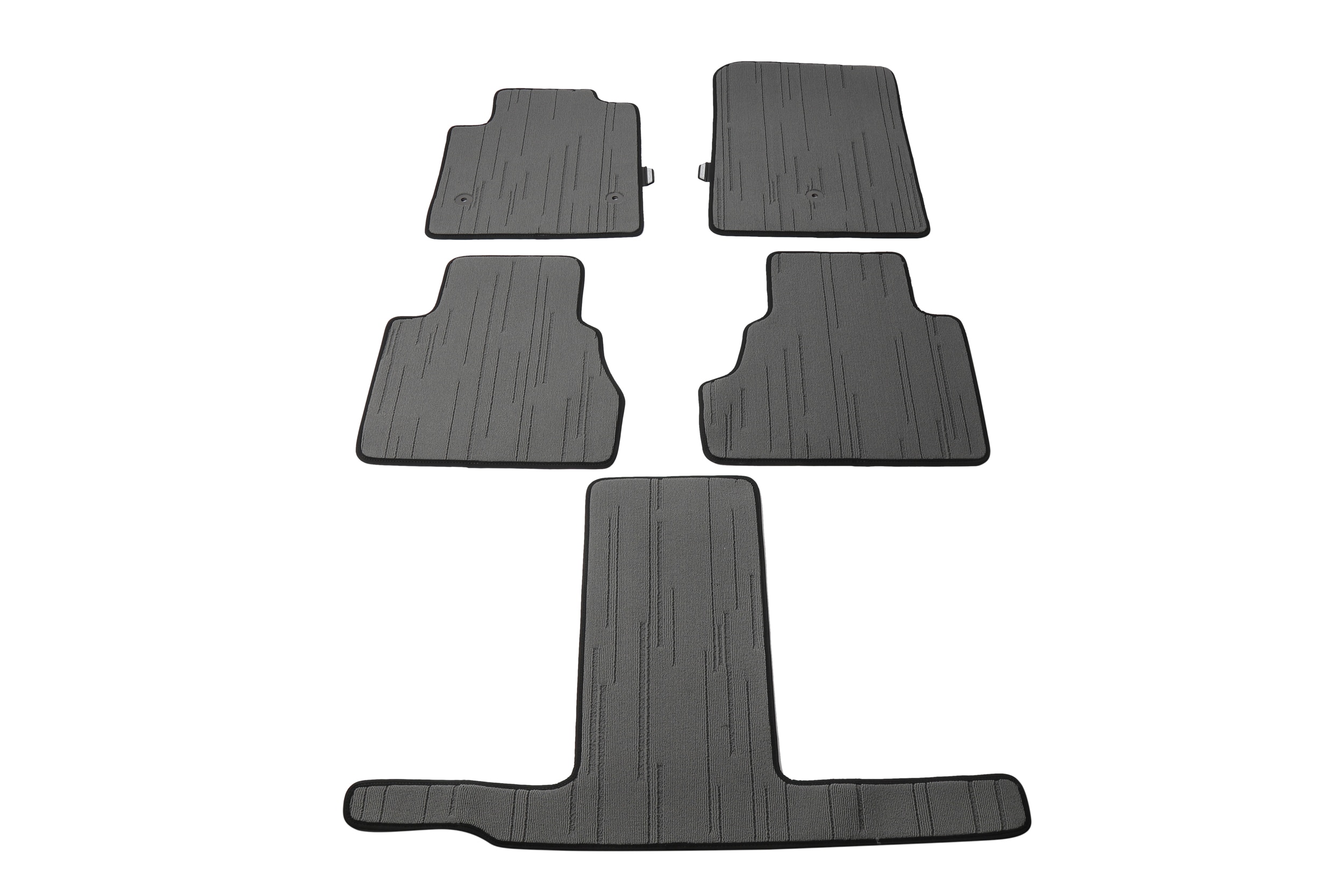 First-, Second- and Third-Row Premium Carpeted Floor Mat Inserts in Dark Medium Cinder (for Models with Second-Row Captain's Chairs)