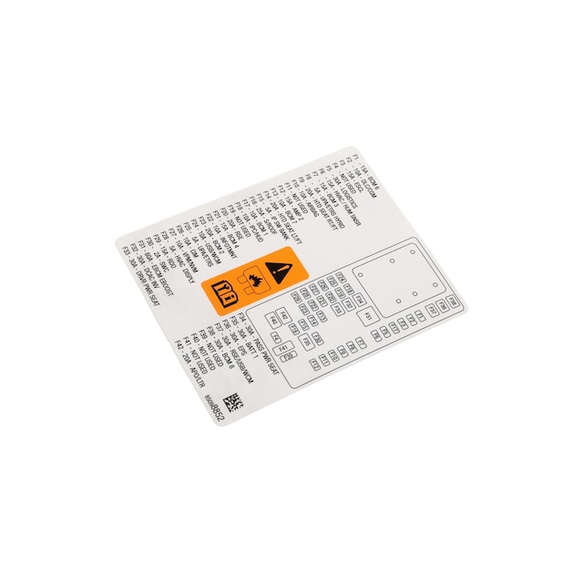 GM Genuine Parts Instrument Panel Wiring Harness Fuse Block Identification Label